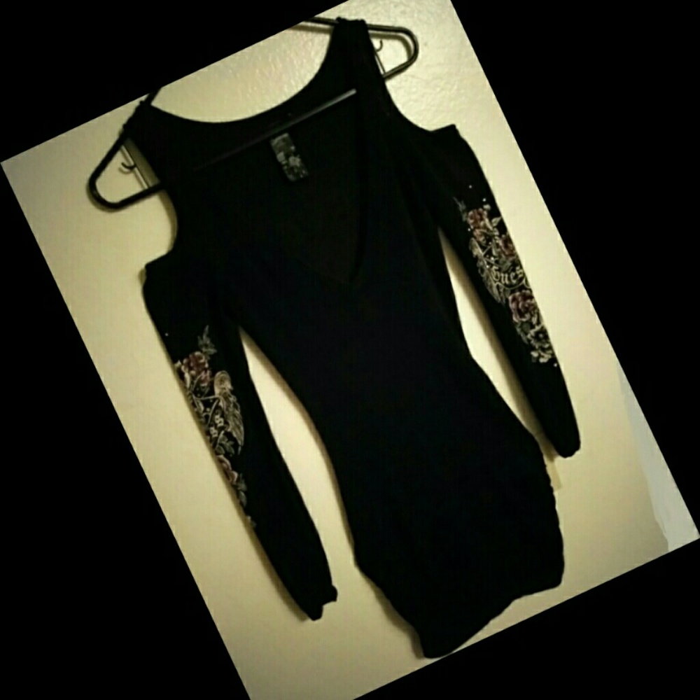 Adorable Guess cut out shoulder's rhinestone dress